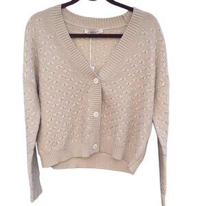 Kokun Light Gray Woven Cardigan Sweater - Size M (NWT)